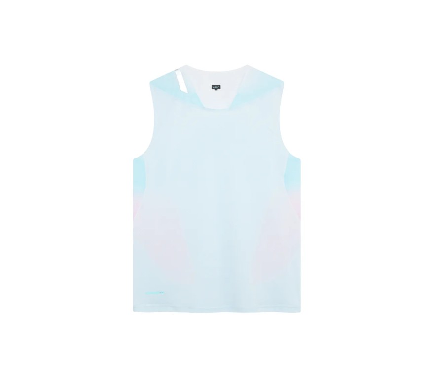 Pastel blue sleeveless tank top with a soft pink gradient, displayed on a white background (informative product image)