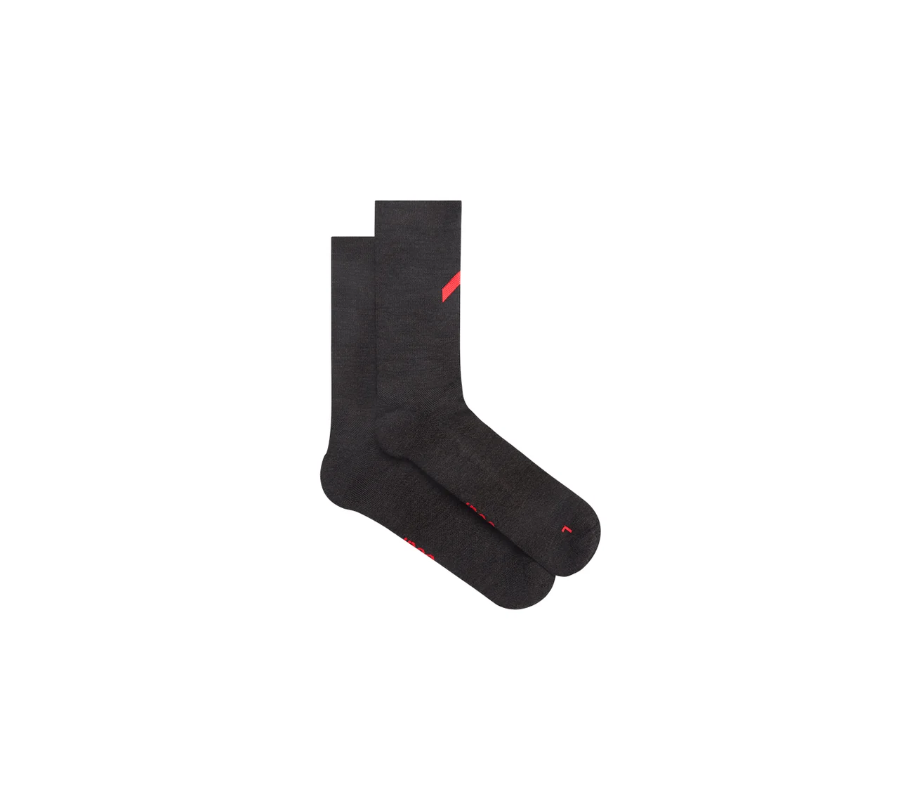 Pair of charcoal crew-length running socks with a red logo detail, on a white background.